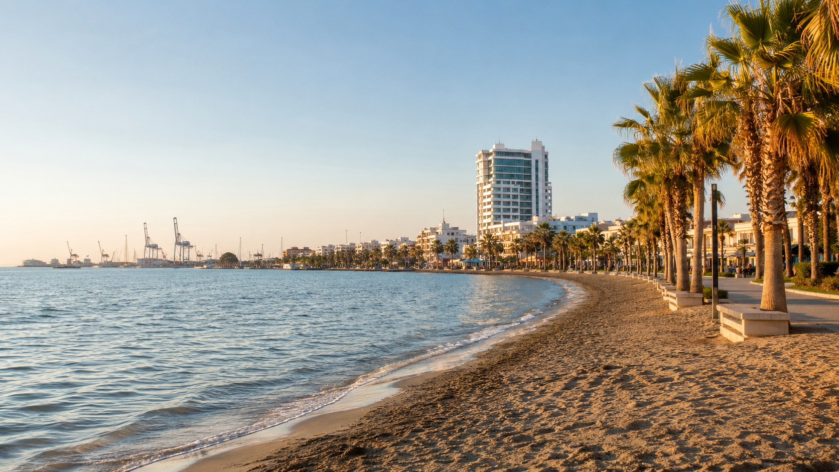 Larnaca beach and office-center visual